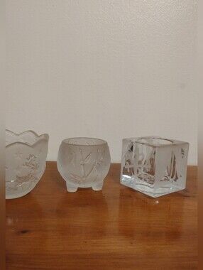 Assorted Heavy Frosted Glass Tea light Holder Bundle